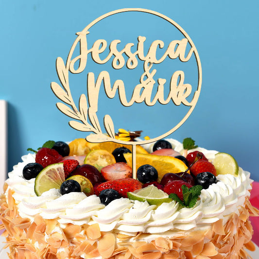 Custom Name Cake Topper Personalized Wooden Birthday Party Wedding Cake Decoration - DigiVirt