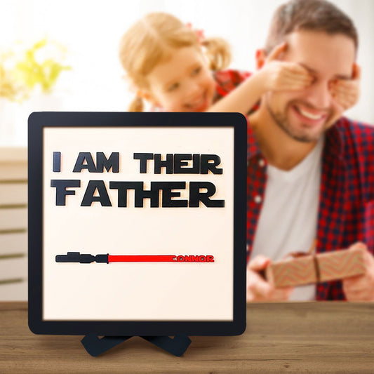 Custom Name Light Saber I AM THEIR FATHER Wooden Sign for Father's Day Gifts - DigiVirt