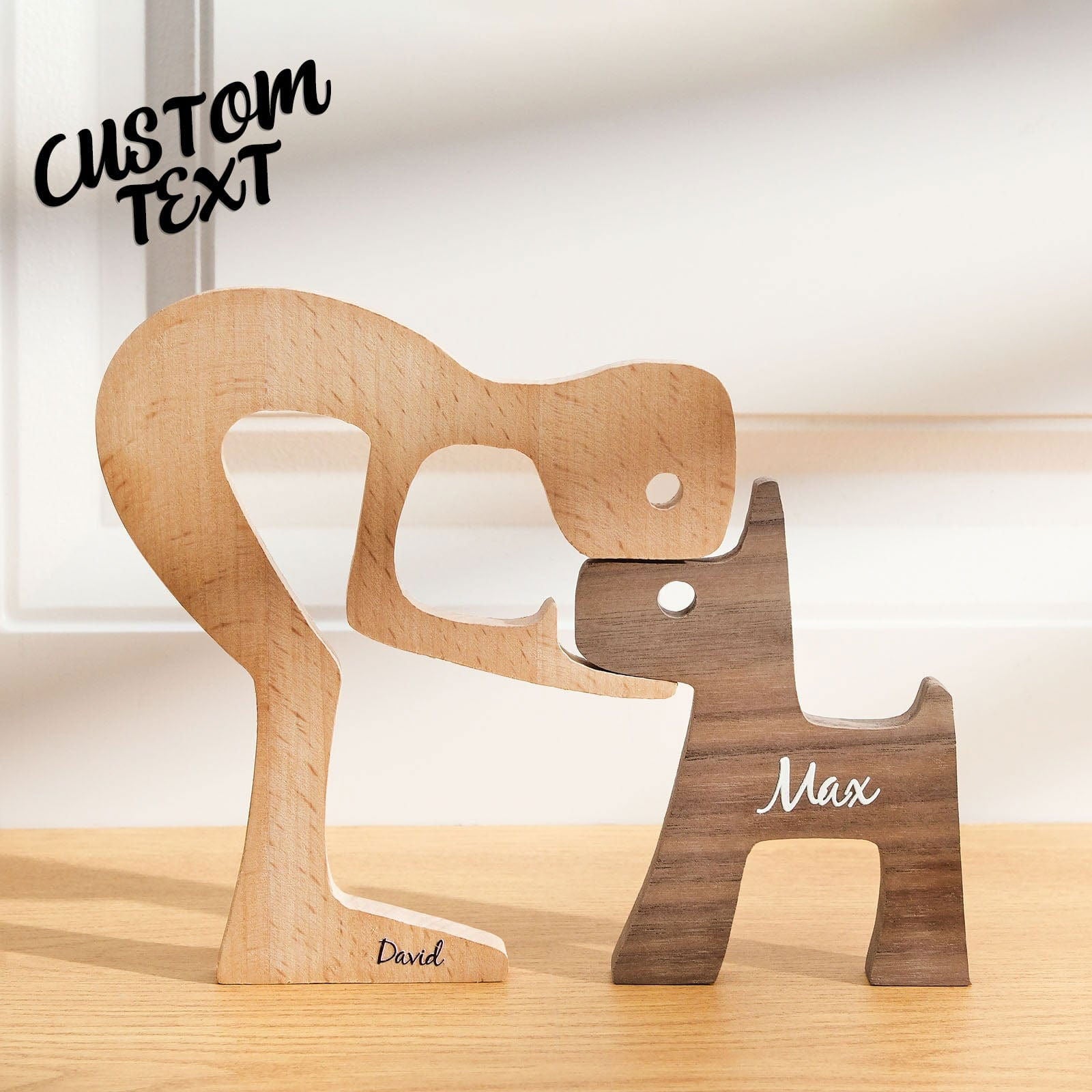 Custom Name Wooden Pet Carving Blocks Table Decor Gifts for Pet Lover - DigiVirt