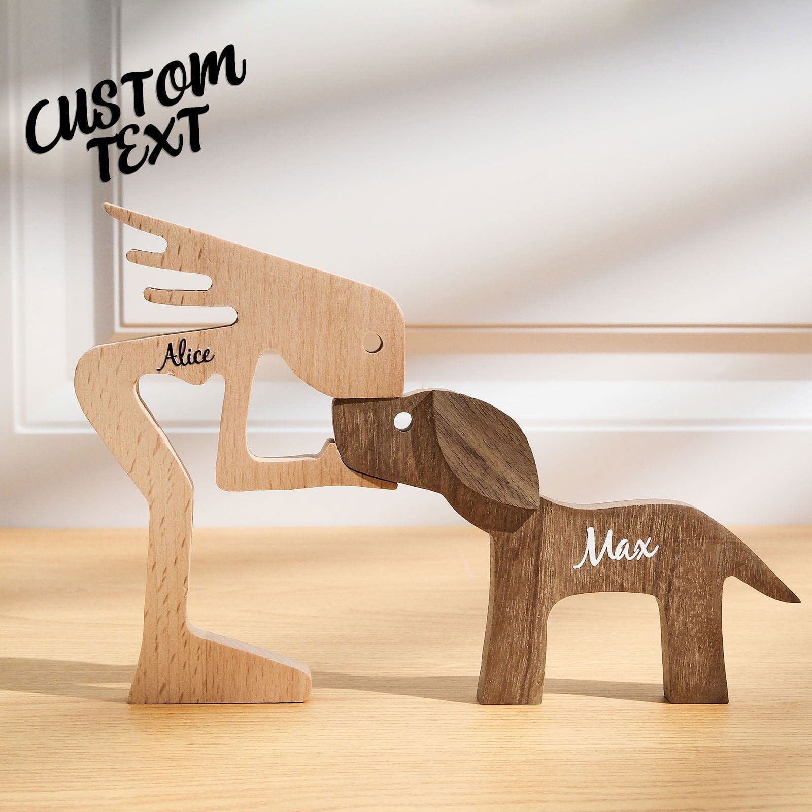 Custom Name Wooden Pet Carving Blocks Table Decor Gifts for Pet Lover - DigiVirt