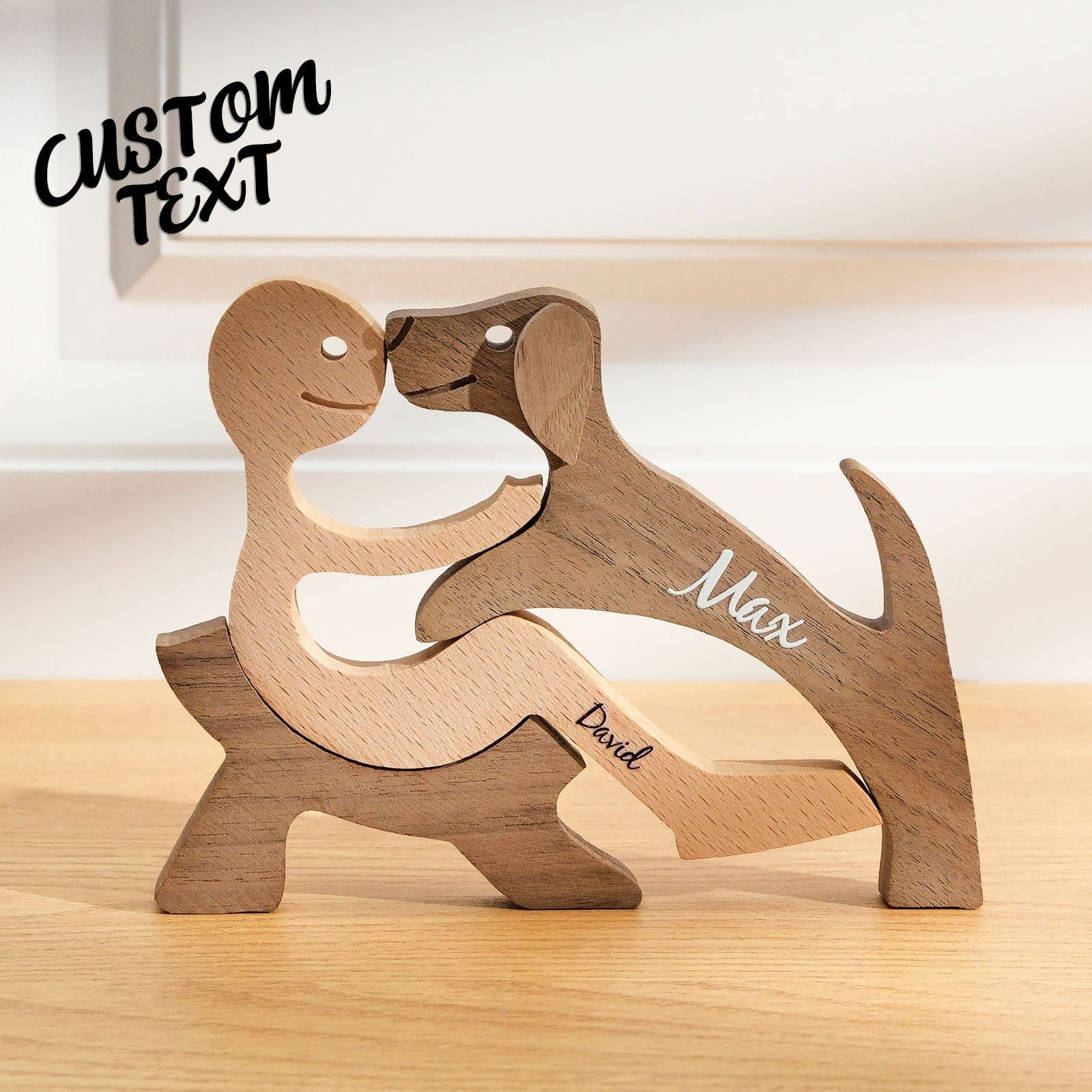 Custom Name Wooden Pet Carving Blocks Table Decor Gifts for Pet Lover - DigiVirt