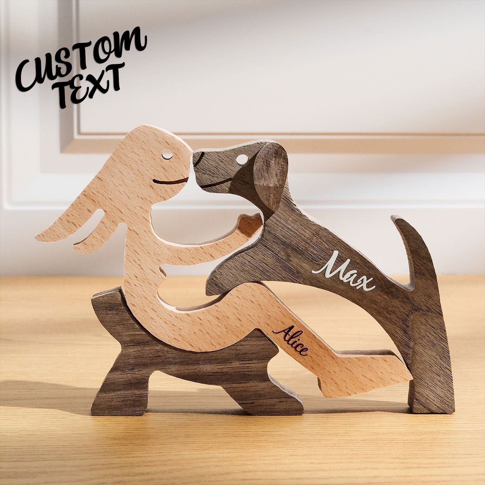 Custom Name Wooden Pet Carving Blocks Table Decor Gifts for Pet Lover - DigiVirt