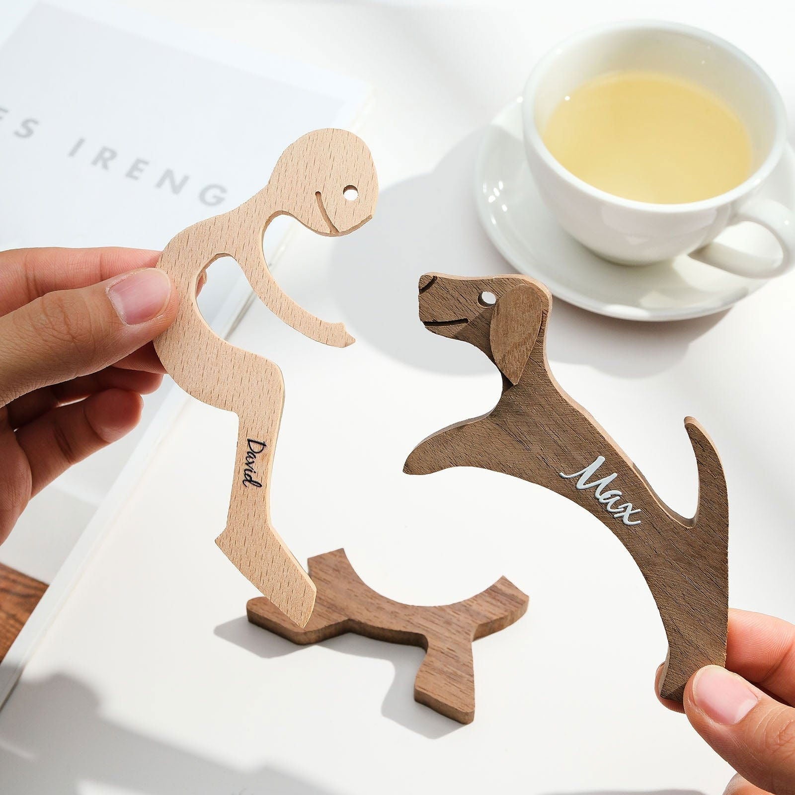 Custom Name Wooden Pet Carving Blocks Table Decor Gifts for Pet Lover - DigiVirt