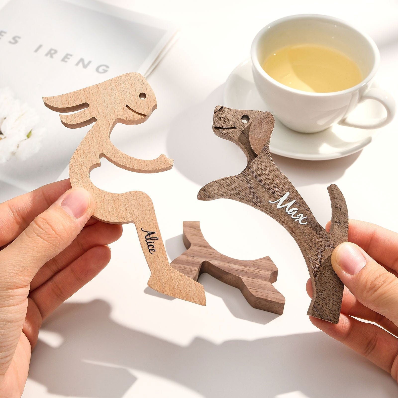 Custom Name Wooden Pet Carving Blocks Table Decor Gifts for Pet Lover - DigiVirt