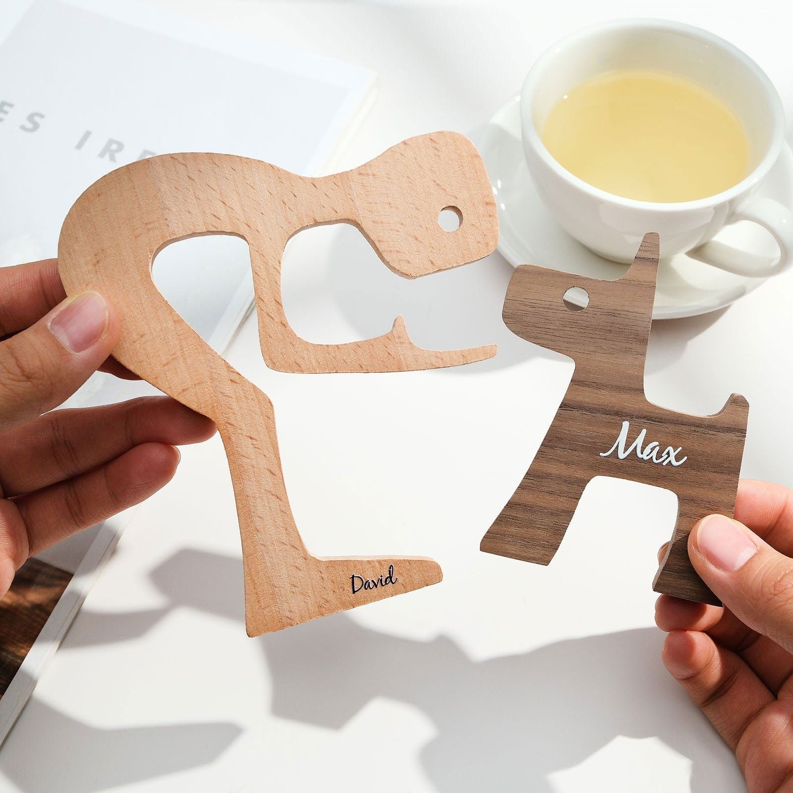 Custom Name Wooden Pet Carving Blocks Table Decor Gifts for Pet Lover - DigiVirt