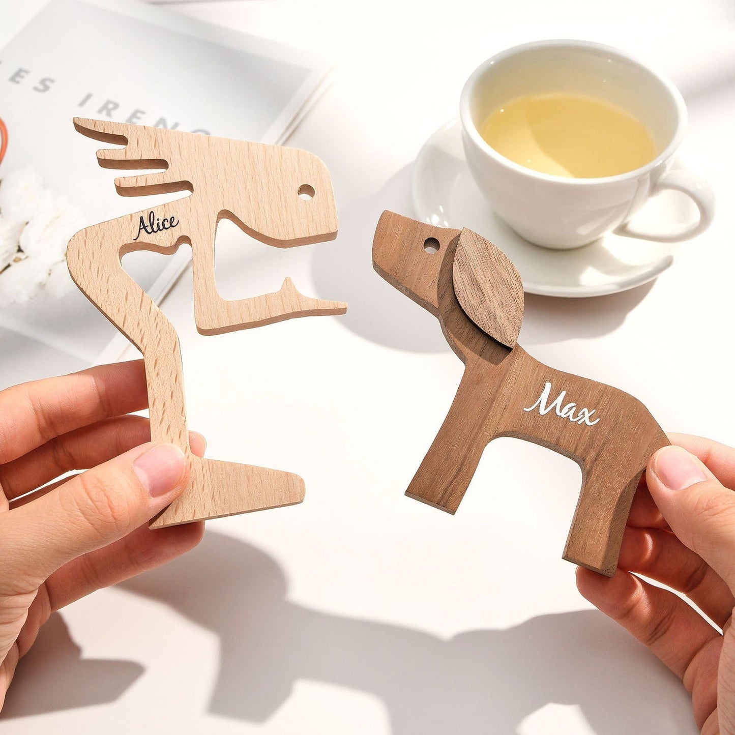 Custom Name Wooden Pet Carving Blocks Table Decor Gifts for Pet Lover - DigiVirt