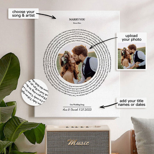 Custom Our Special Song with Picture On Canvas Personalized Photo Painting Canvas Anniversary Gift - DigiVirt