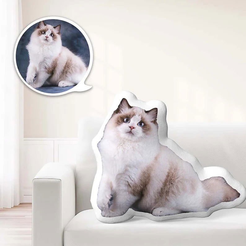 Custom Pet Pillow, Personalized Picture Pillow, Cat Shaped Pillow, Decorative Pillow, Pet Lover Gift, Home Decor - DigiVirt