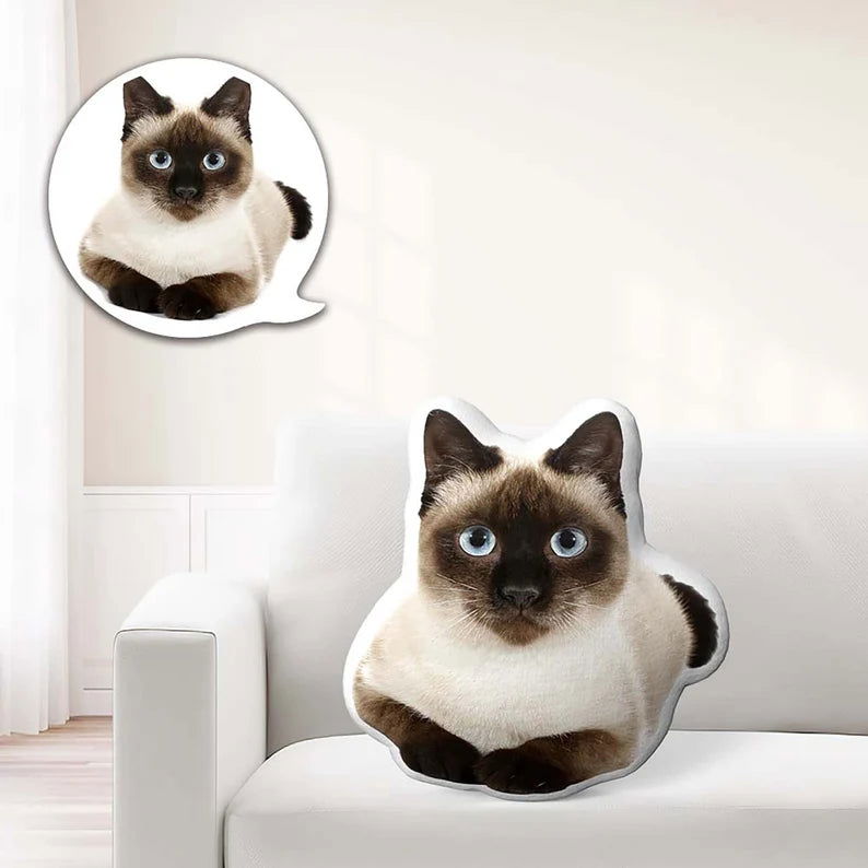 Custom Pet Pillow, Personalized Picture Pillow, Cat Shaped Pillow, Decorative Pillow, Pet Lover Gift, Home Decor - DigiVirt