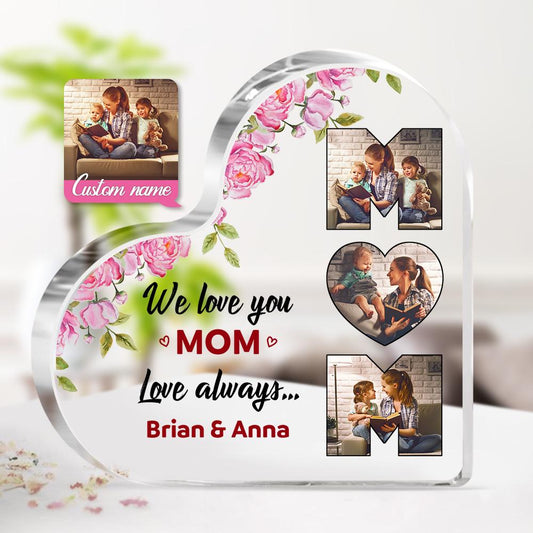 Custom Photo Acrylic Heart Flower Mother's Day Gift Personalized Acrylic Hearts for Mom - DigiVirt