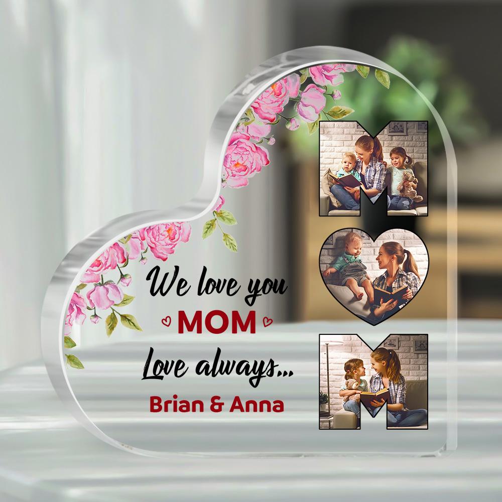 Custom Photo Acrylic Heart Flower Mother's Day Gift Personalized Acrylic Hearts for Mom - DigiVirt
