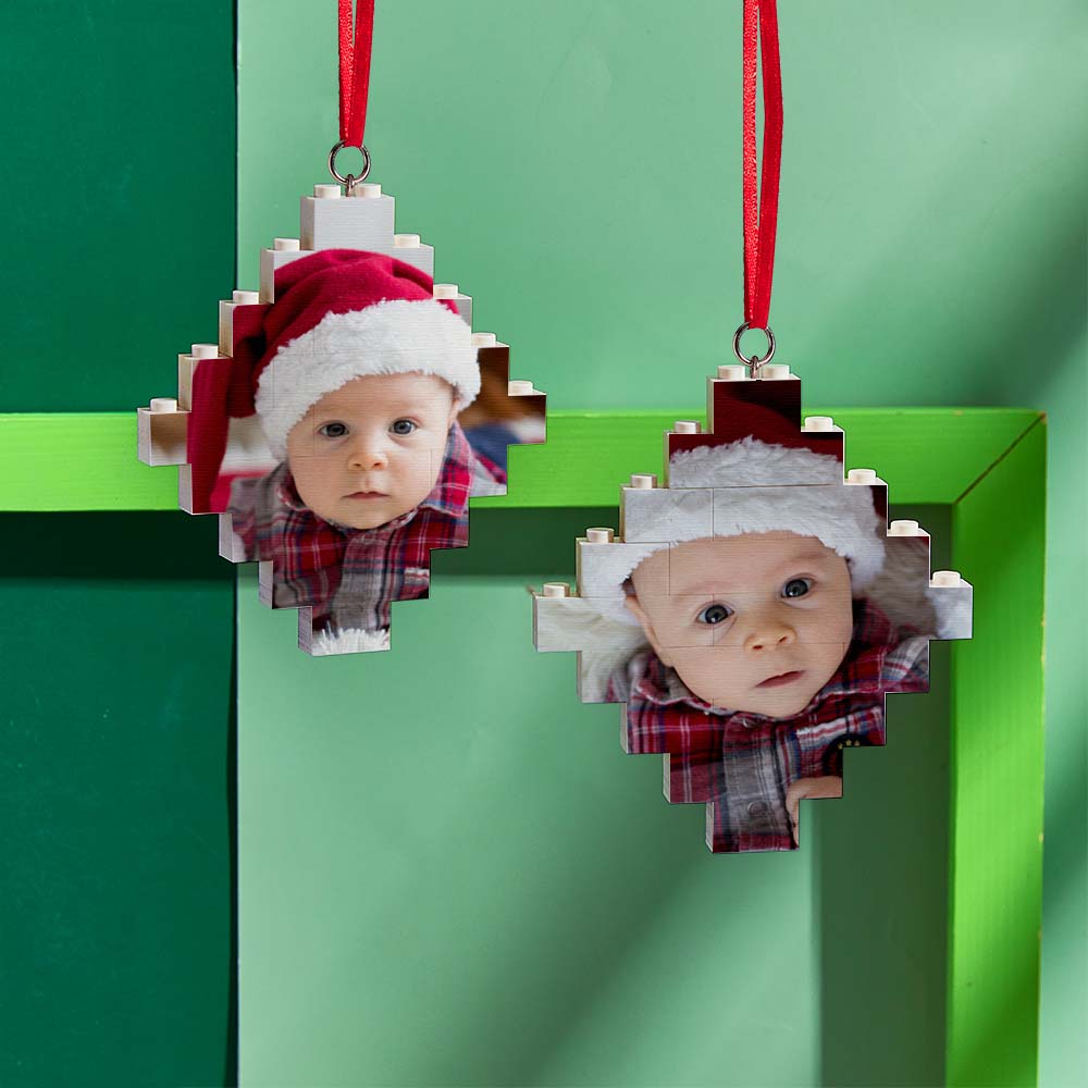Custom Photo Block Building Bricks Lozenge Shape Christmas Ornament - DigiVirt