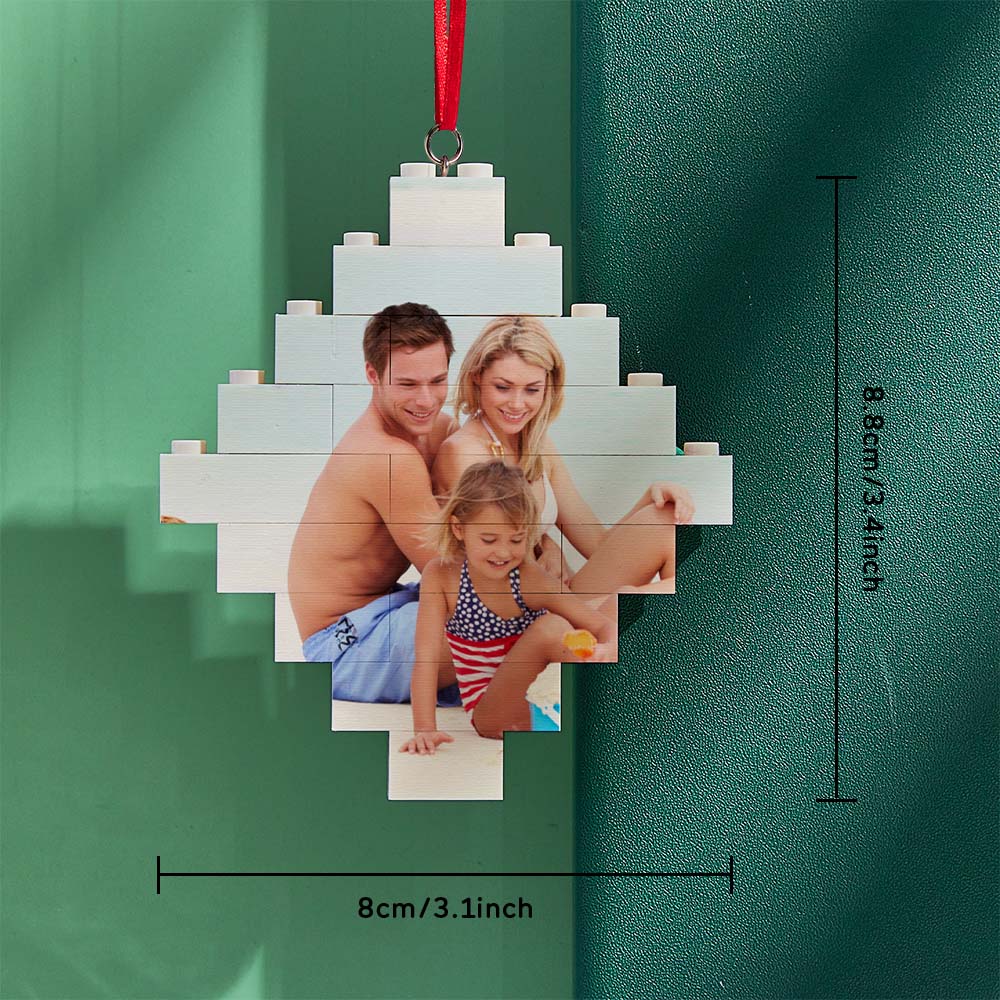 Custom Photo Block Building Bricks Lozenge Shape Christmas Ornament - DigiVirt