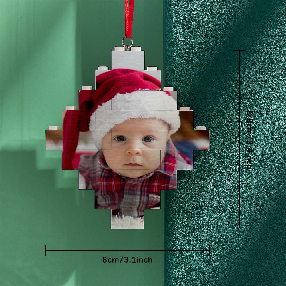 Custom Photo Block Building Bricks Lozenge Shape Christmas Ornament - DigiVirt