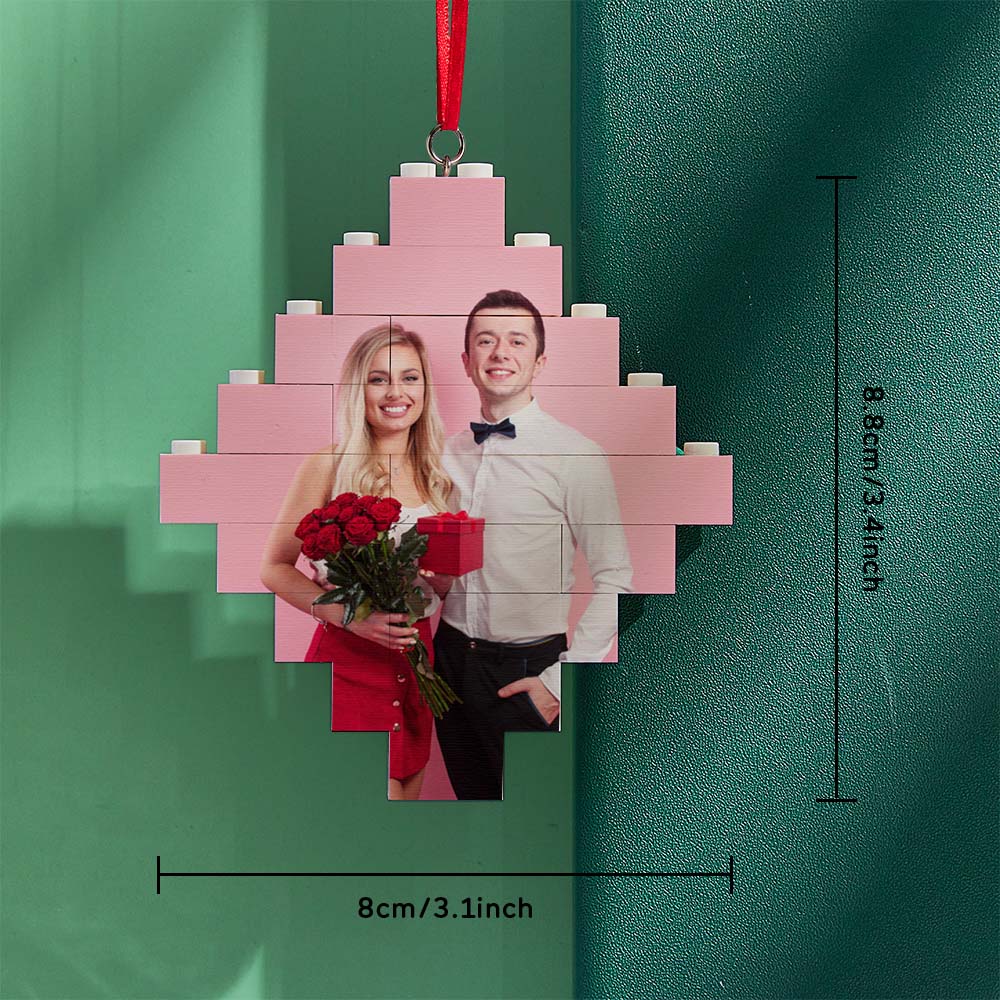 Custom Photo Block Building Bricks Lozenge Shape Christmas Ornament - DigiVirt