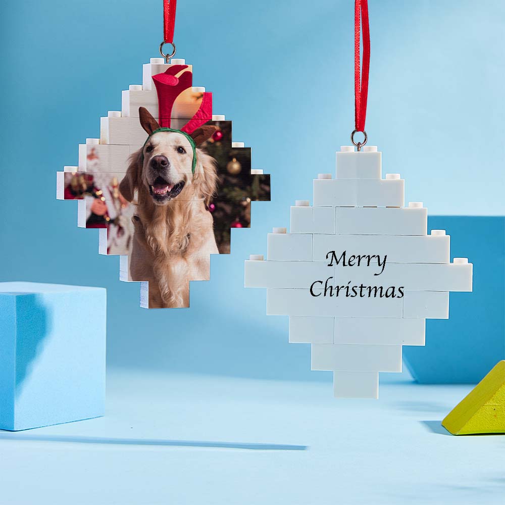 Custom Photo Block Building Bricks Lozenge Shape Christmas Ornament - DigiVirt