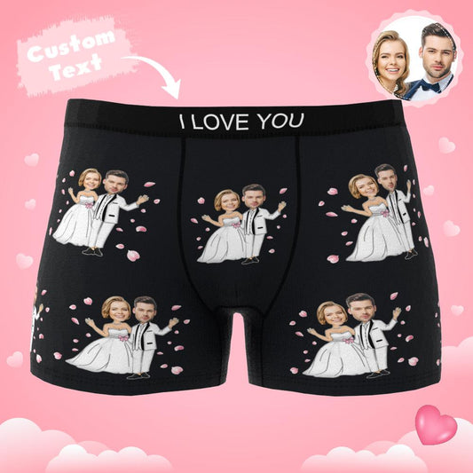 Custom Photo Boxer Double Wedding Underwear Men's Underwear Gift For Boyfriend AR View - DigiVirt