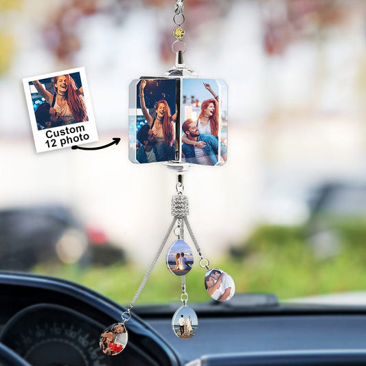 Custom Photo Car Crystal Rearview Mirror Hanging Decorations Accessories Valentine's Gifts - DigiVirt