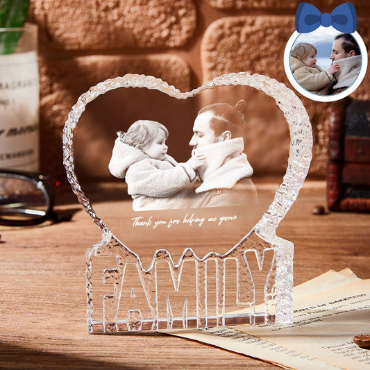 Custom Photo Crystal Sculpture Keepsake 3D Crystal Photo Heart Gift for Dad - DigiVirt