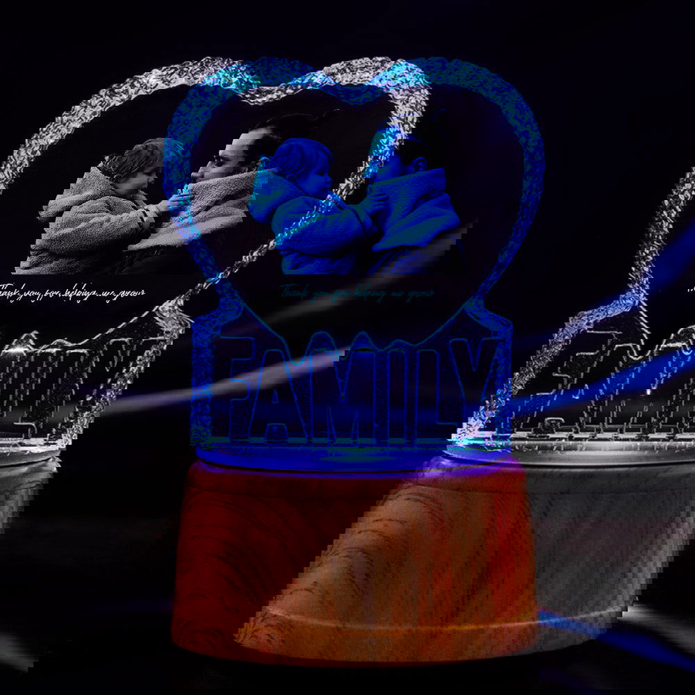 Custom Photo Crystal Sculpture Keepsake 3D Crystal Photo Heart Gift for Dad - DigiVirt