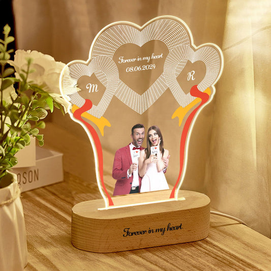 Custom Photo Engraved 3-Heart Night Lights Desk Decoration - DigiVirt