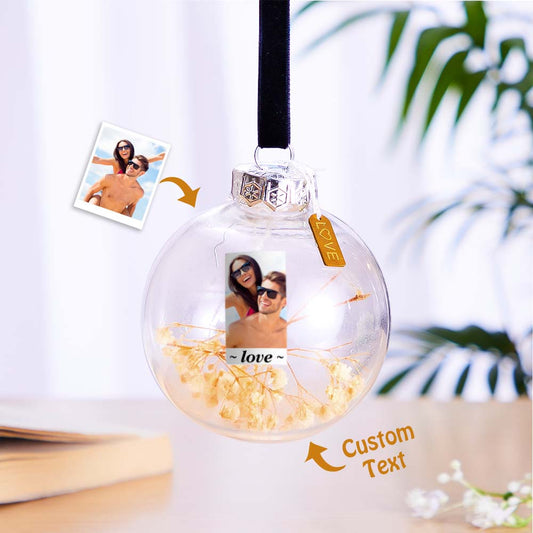 Custom Photo Engraved Transparent Ball Ornaments Dried Flowers Decoration - DigiVirt