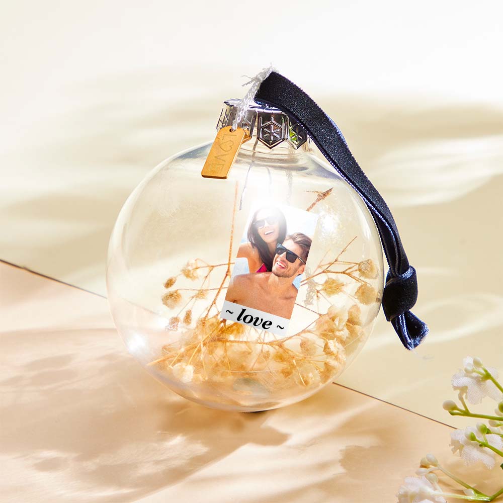 Custom Photo Engraved Transparent Ball Ornaments Dried Flowers Decoration - DigiVirt