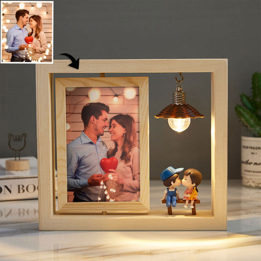 Custom Photo Frame Double Sided Rotating Photo Frame Woodcut Ornament Creative Gift - DigiVirt