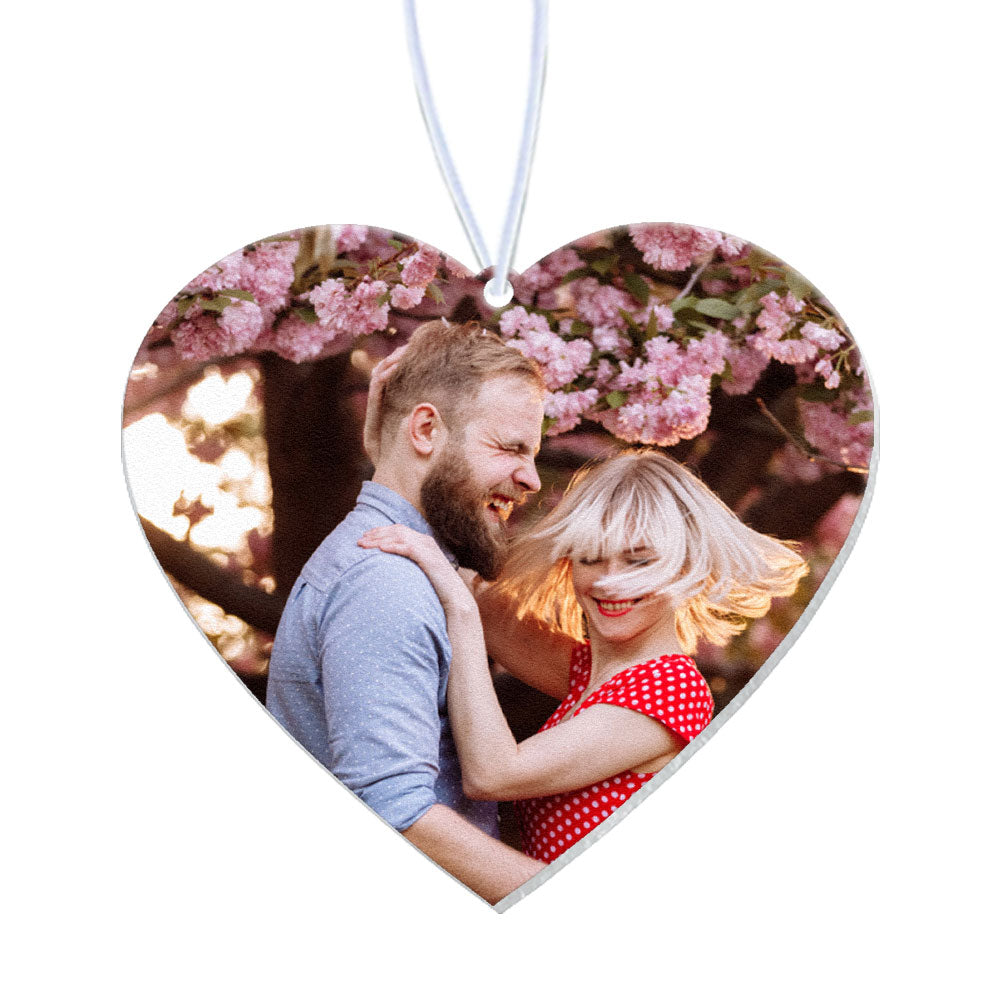 Custom Photo Heart Shaped Air Freshener Car Hanging Rearview Mirror Pendant for Auto Interior Decoration - DigiVirt