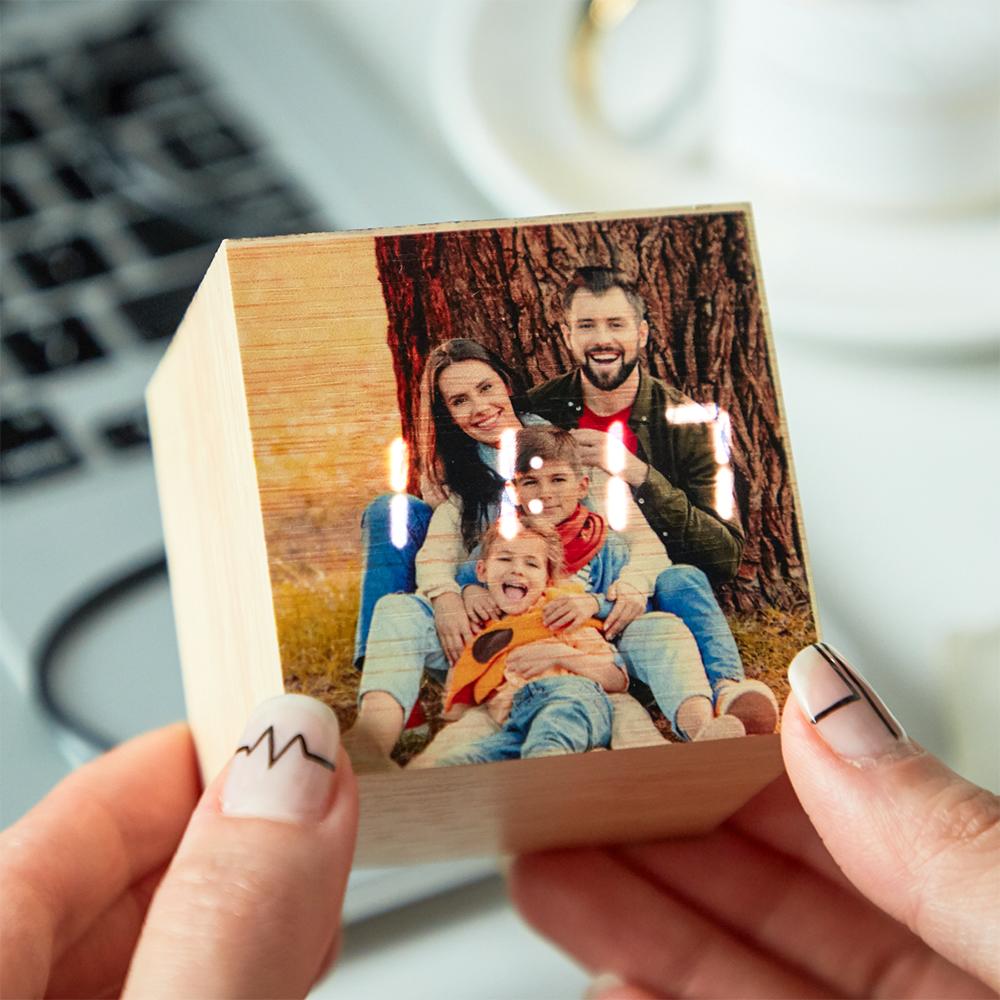 Custom Photo LED Digital Wooden Alarm Clock - DigiVirt