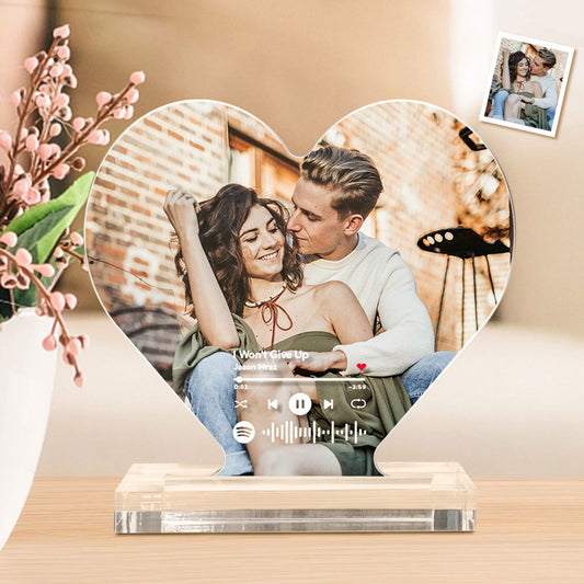 Custom Photo Spotify Code Acrylic Plaque Heart Shaped Acrylic Plaque Gift for Couples - DigiVirt
