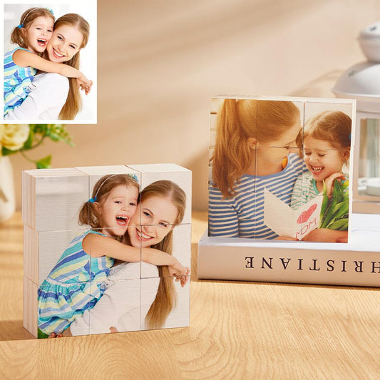 Custom Photo Wooden Block Puzzle Personalized Puzzle Block Decor Gift For Mom - DigiVirt