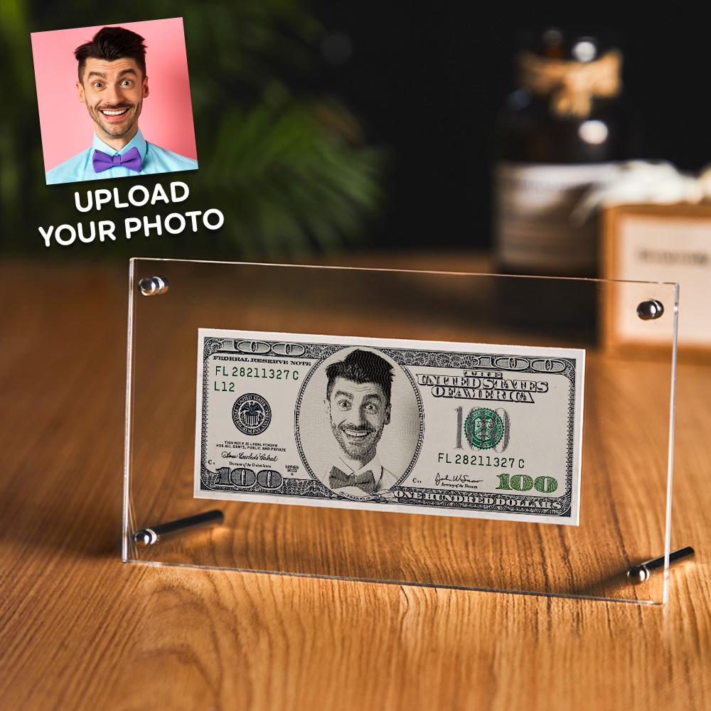 Custom Portrait Money 100 Dollar Bill | Personalized Desk Decor Face Money Double Sided Perfect Gift For Couples On Valentines Day - DigiVirt
