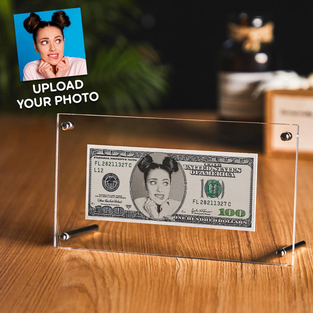 Custom Portrait Money 100 Dollar Bill | Personalized Desk Decor Face Money Double Sided Perfect Gift For Couples On Valentines Day - DigiVirt