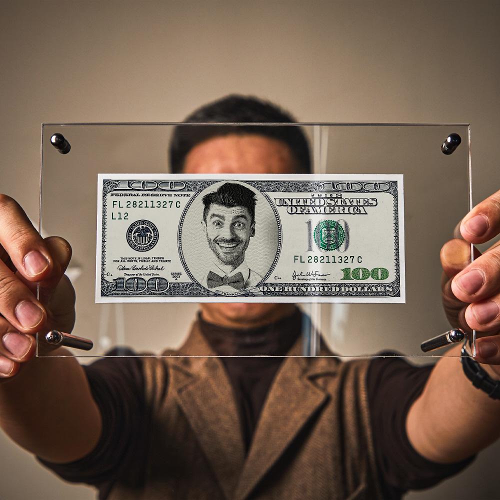 Custom Portrait Money 100 Dollar Bill | Personalized Desk Decor Face Money Double Sided Perfect Gift For Couples On Valentines Day - DigiVirt