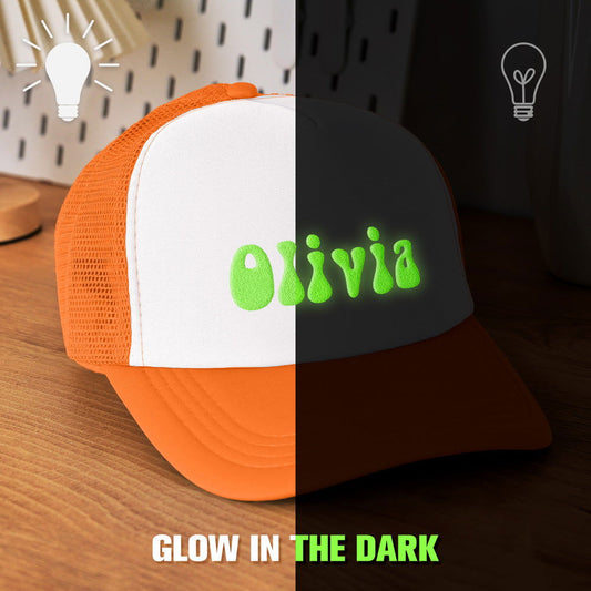 Custom Puff Print Trucker Hat Personalized Glow-in-the-dark Foam Trucker Caps for Adult Back to School Gift - DigiVirt