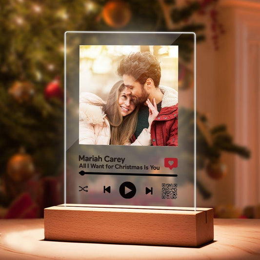 Custom QR Code Plaque with Scannable Personalized Video Plaque with Wooden Stand Gift - DigiVirt