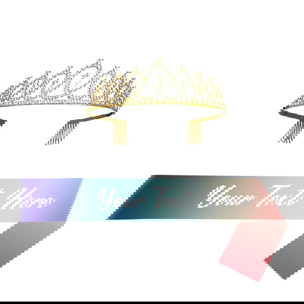 Custom Sash and Tiara Set Personalized Sash Rhinestone Crowns Party Decorations Kit for Women - DigiVirt