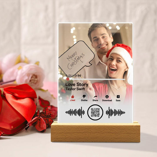Custom Scannable QR Code Plaque Personalized Video Plaque with Wooden Stand Gift - DigiVirt