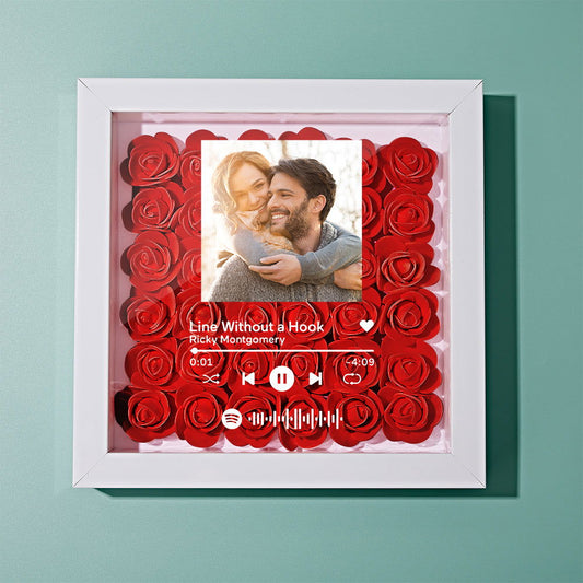 Custom Scannable Spotify Code Photo Music Flower Shadow Box Personalized Flower Shadowbox Frame Gift - DigiVirt