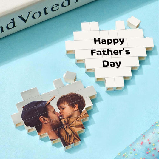 Custom Spotify Code Building Brick Personalized Photo and Text Block Heart Shape for Father's Day Gifts - DigiVirt