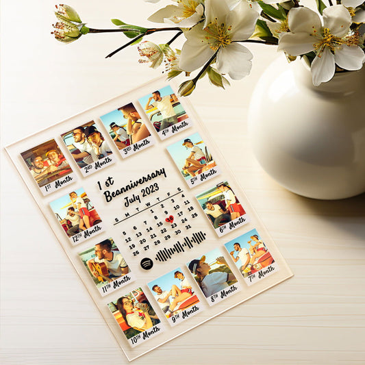 Custom Spotify Code Calendar Plaque Custom Photo Acrylic Plaque Anniversary Gift - DigiVirt