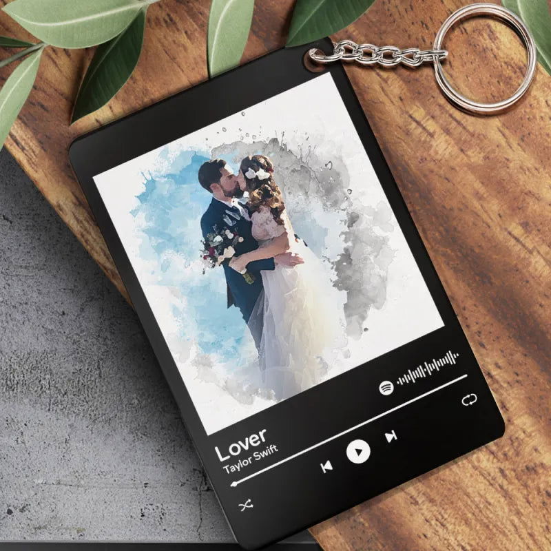 Custom Spotify Glass Code Oil Painting Style Couple Keychain/Plaque Anniversary Gifts - DigiVirt