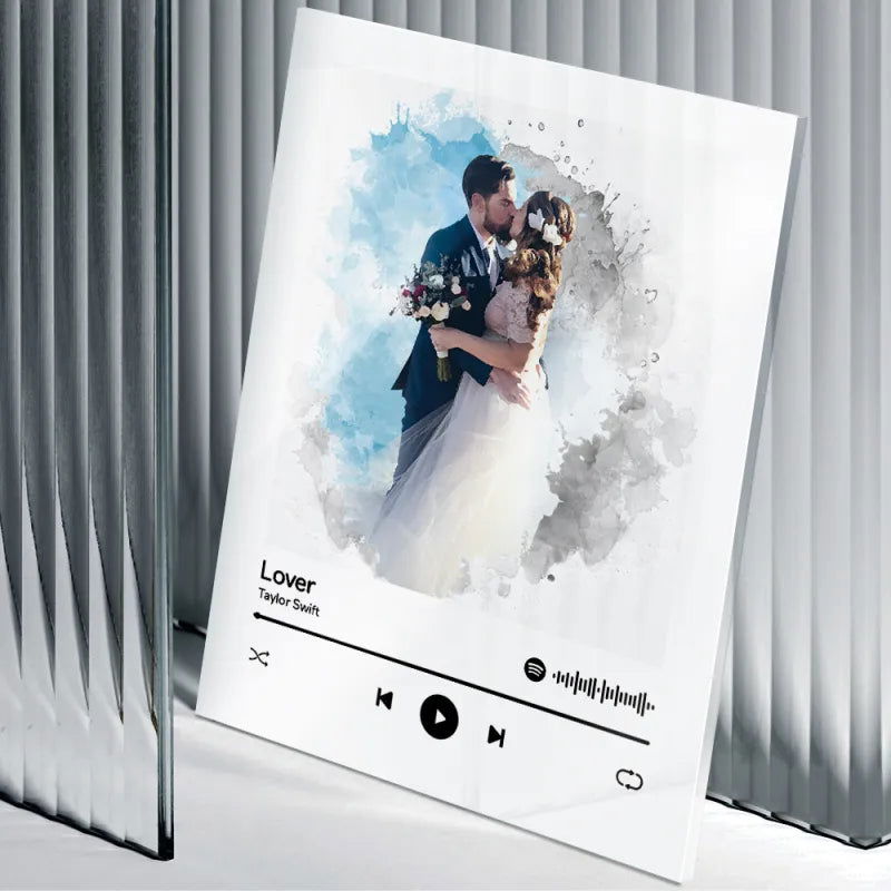 Custom Spotify Glass Code Oil Painting Style Couple Keychain/Plaque Anniversary Gifts - DigiVirt