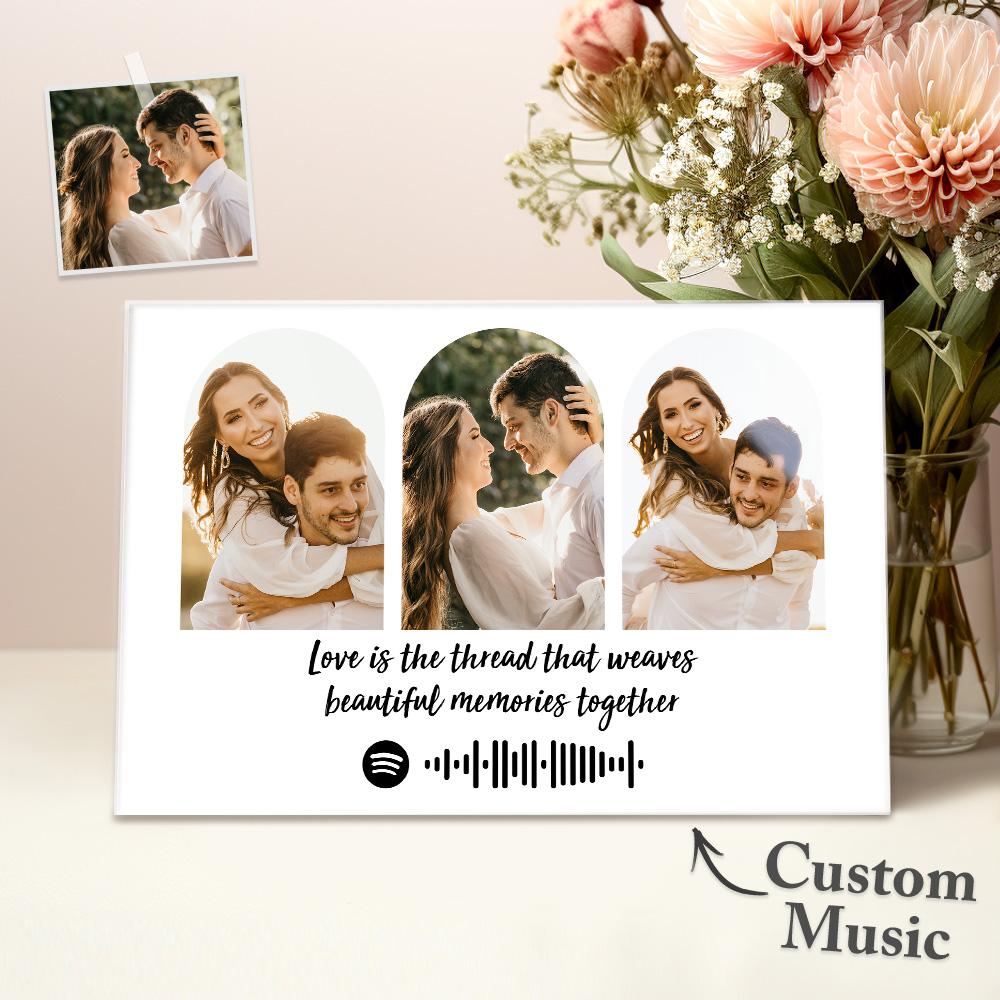 Custom Spotify Plaque Custom Three Photo Spotify Frame Anniversary Gift - DigiVirt