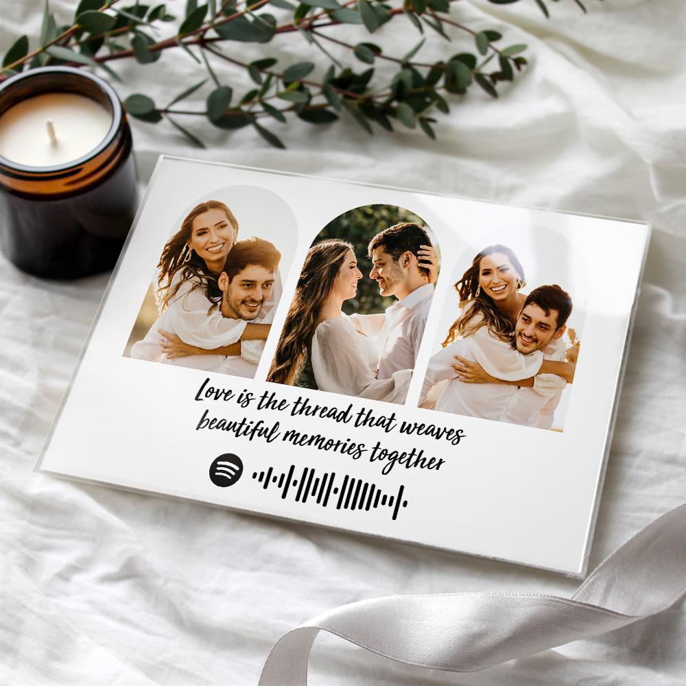 Custom Spotify Plaque Custom Three Photo Spotify Frame Anniversary Gift - DigiVirt