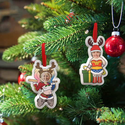 Custom Super Hero Decorations Personalized Face Christmas Hanging Decoration Superhero Decor Set Gifts for Besties - DigiVirt