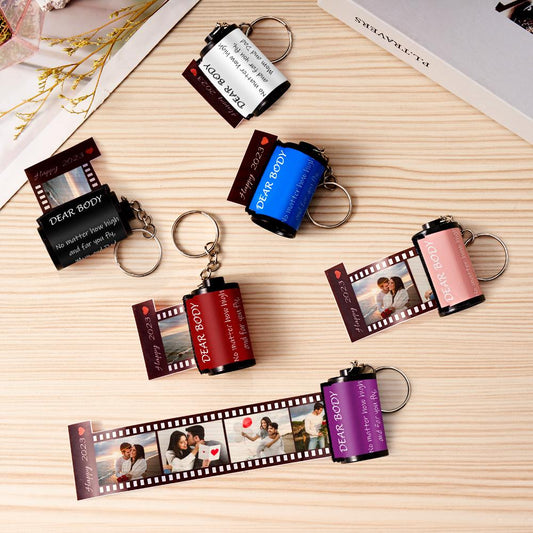 Custom Text Colorful Roll Film Keychain Camera Keychain Meaningful Gifts For Couples - DigiVirt