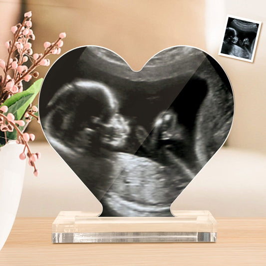 Custom Ultrasound Photo Heart Shaped Acrylic Plaque Gift for Expectant Mother - DigiVirt