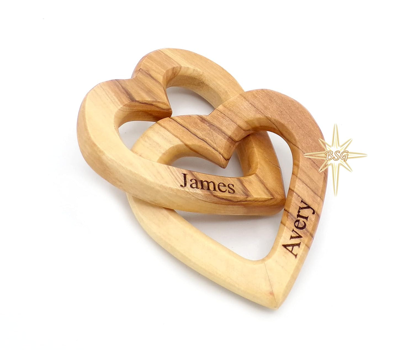 Customized Gifts, Olive Wood Hearts, Personalized Valentines Day Gift, Together Forever, Unique Cute for Engagement, 5th Anniversary, Wedding, wooden interlocking hearts for her, him, wife, husband - DigiVirt